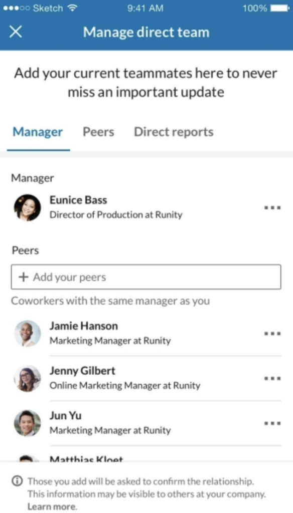 New LinkedIn Teammates feature