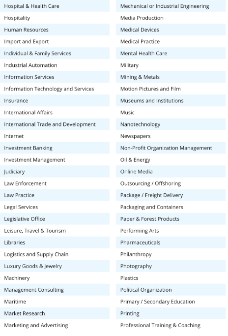 How to Use the LinkedIn Industry Sector List Correctly | Value Exchange