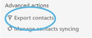 Advanced Actions export contacts menu on LinkedIn