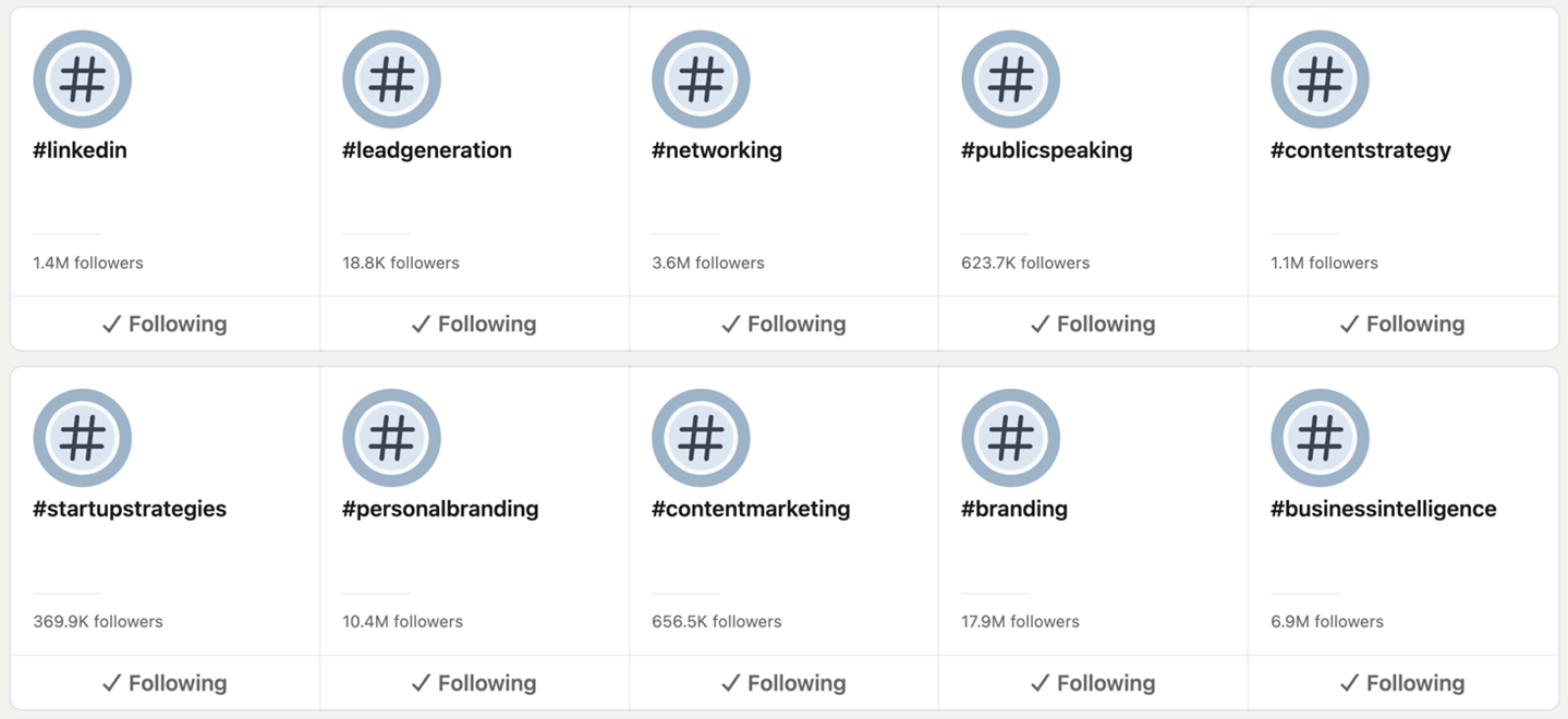 followed hashtags