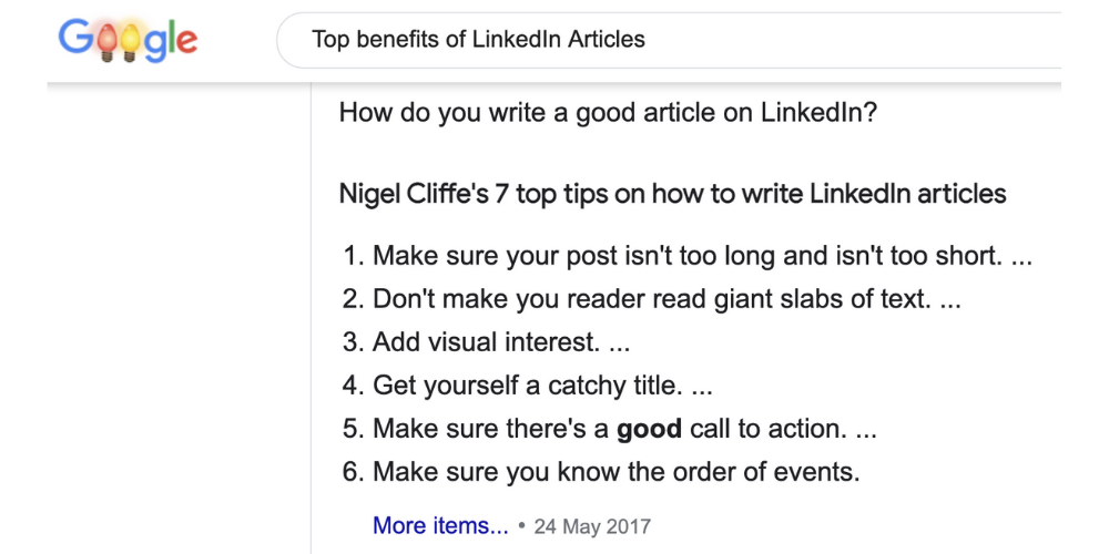 Top Benefits of LinkedIn Articles by Nigel Cliffe