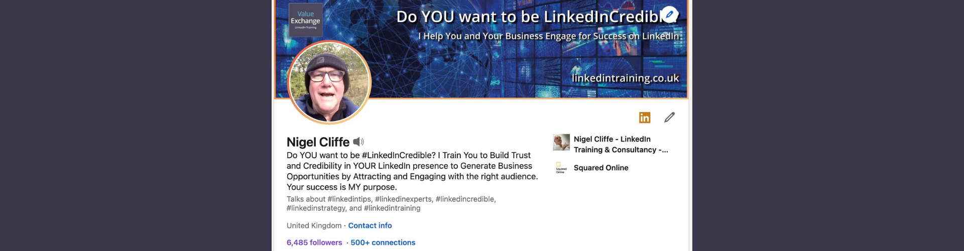 Nigel Cliffe LinkedIn Creator Mode profile view