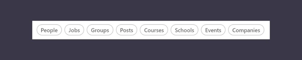 LinkedIn search filters: people, jobs, groups, posts, courses, schools, events, and companies