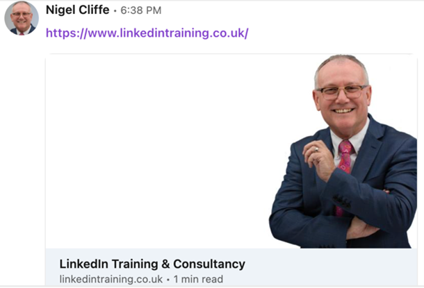 LinkedIntraining.co.uk homepage Link preview to create a compelling LinkedIn direct message